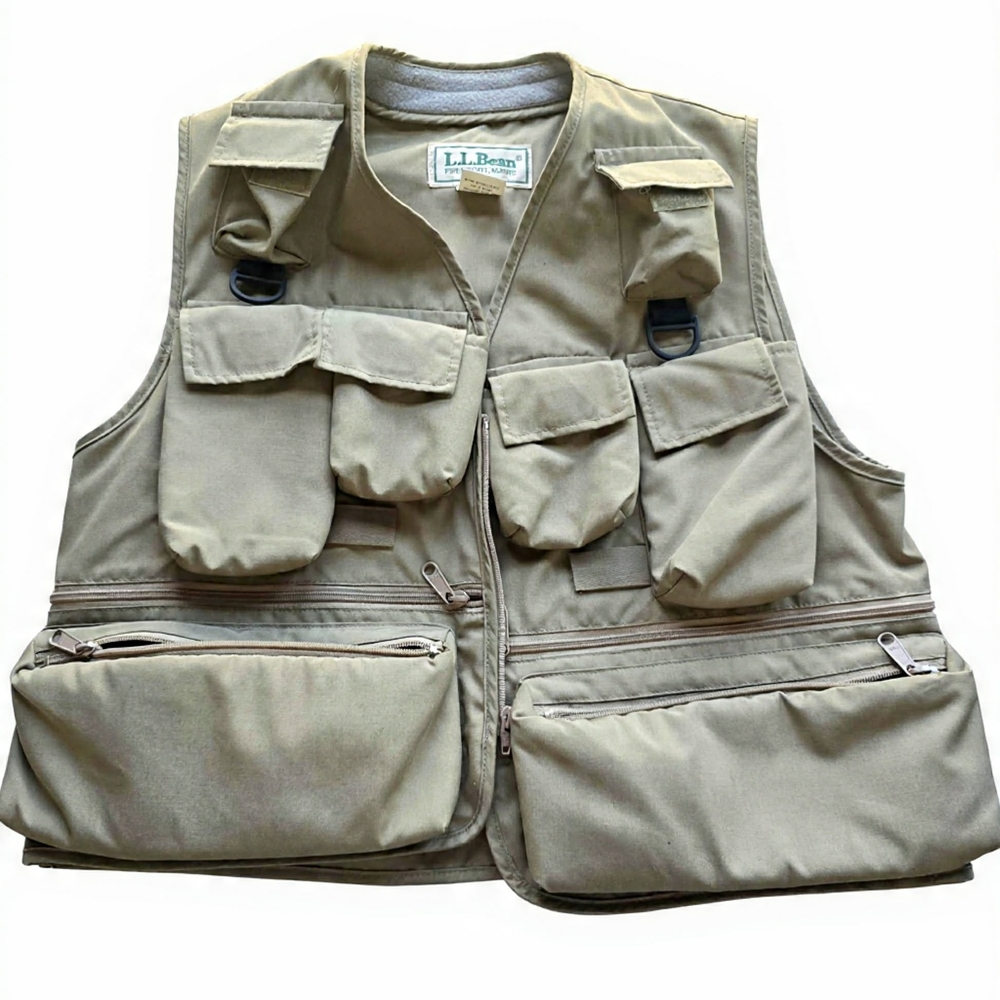 L.L. Bean Tan Utility Vest Fly Fishing Vintage Gorpcore